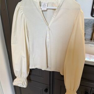 Cinq a sept Cream V-Neck Top